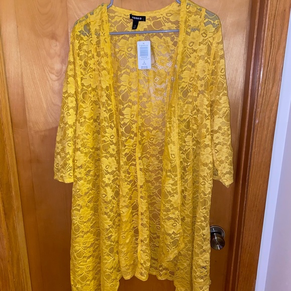 Yellow lace cardigan Torrid 3X - Picture 1 of 3